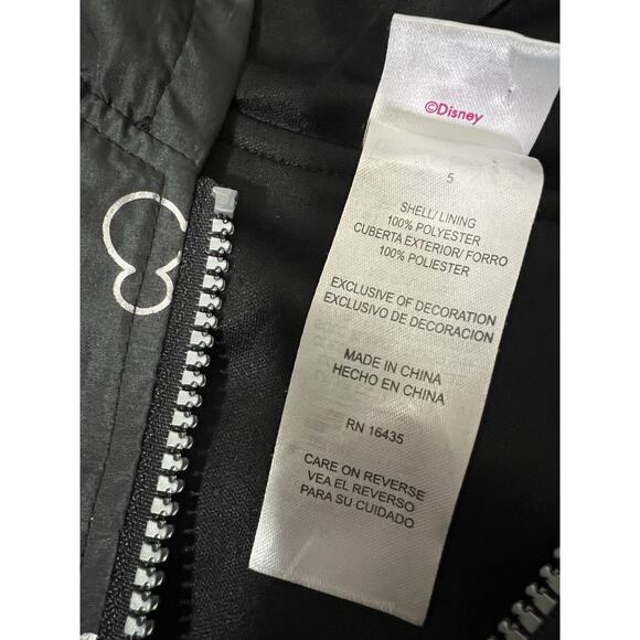 Disney Junior Minnie Mouse Girls Black Zipper Front Hooded Jacket Sz 5 - Picture 5 of 9